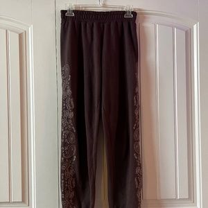 Brown Sweatpants with Tan Designs